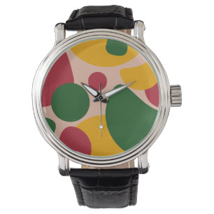 Relógio Padrão de Formas Abstratas Retro em Negrito