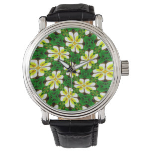 Relógio Padrão de Frangipani Amarelo
