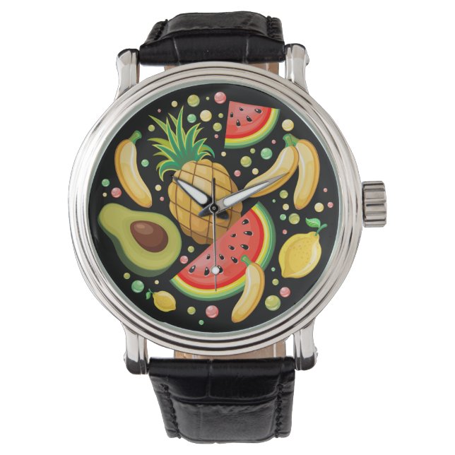 Relógio Padrão de Frutas de Verão Fresco (Frente)