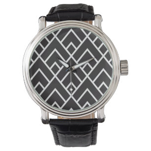 Relógio Padrão de Grade de Diamante Geométrico Elegante