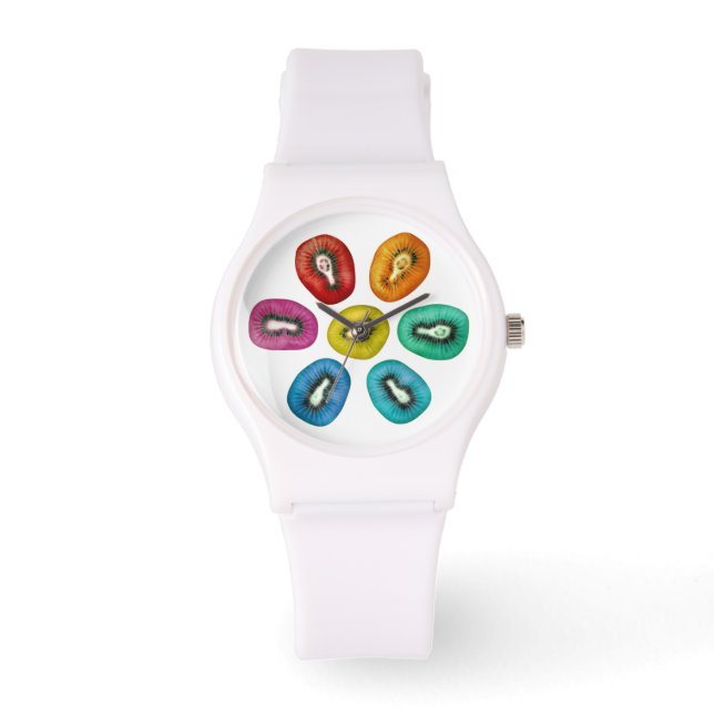 Relógio Padrão de Kiwi Multicolorido (Frente)