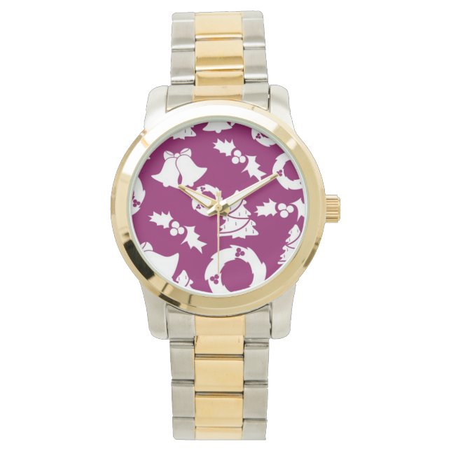 Relógio Padrão de Natal Roxo (Frente)