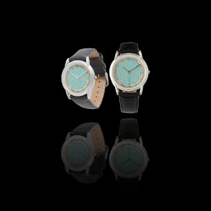 Relógio Padrão de vetor de faixa de banana Azul-turquesa