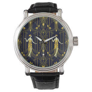 Relógio Padrão decorativo dourado e preto Gabsy