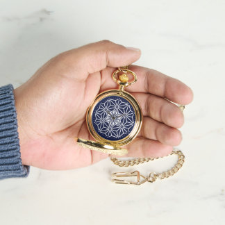 Relógio Padrão do Japão Asanoha Branco Azul-Marinho Orient