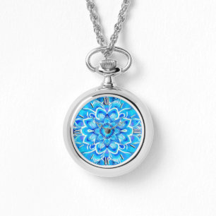 Relógio Padrão do Sky Blue e Cobalt Batik Mandala