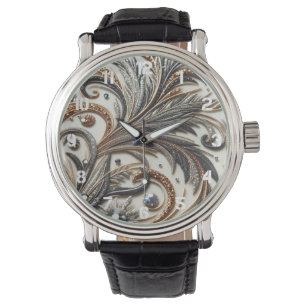 Relógio Padrão floral brilhante com gemstone