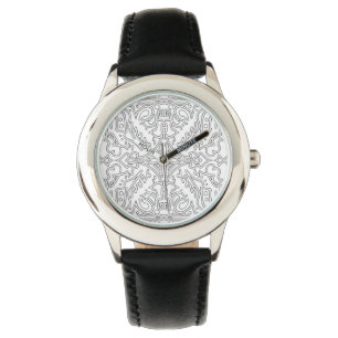 Relógio Padrão Floral Cinza Minimalista