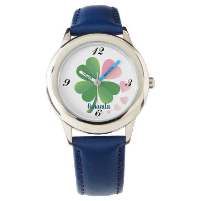 Relógio "Padrão Floral" Design Personalizado eWatch Azul (Frente)