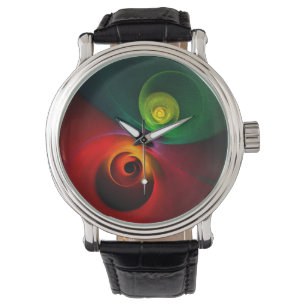 Relógio Padrão Moderno de Abstrato de Arte Yin Yang Verde