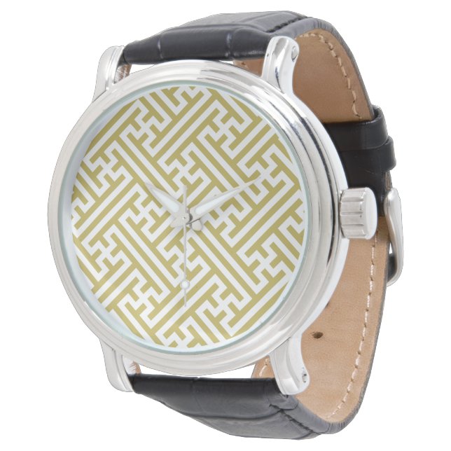 Relógio Padrão Sayagata, Japonês, Dourado e Branco (Angular)