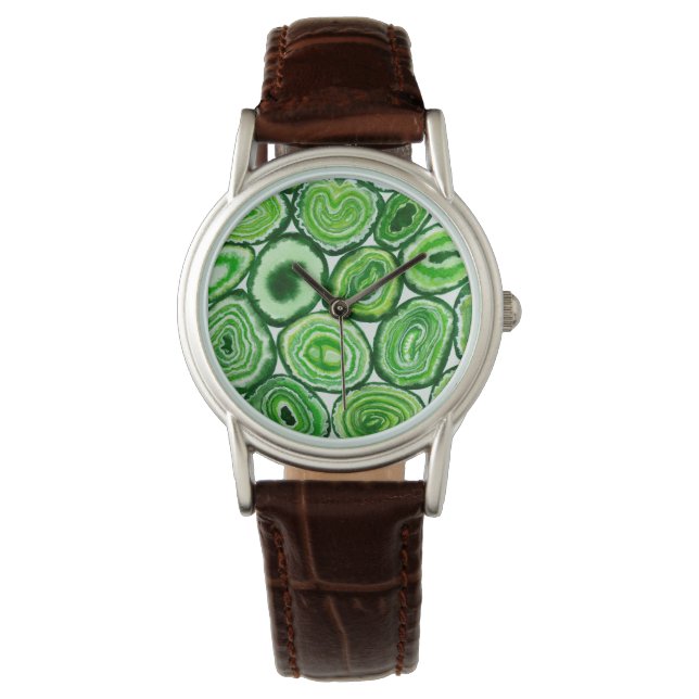 Relógio Padrão verde de agata (Frente)