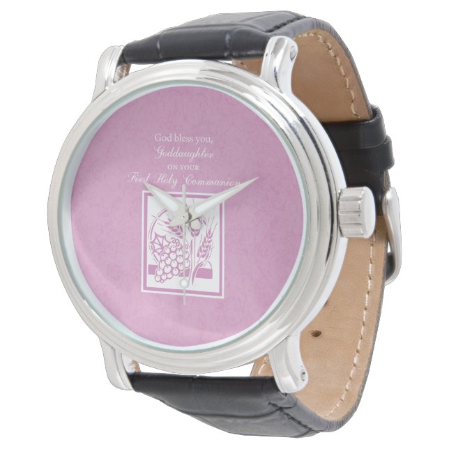 Relógio Padrinha Primeira Comunhão, Rosa (Angular)