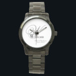 Relógio Pai Casado Do Monograma De Presente Clássico<br><div class="desc">Padre Casado Do Monograma De Presente Com Nome Personalizado, Classic Sporty Black KeepsasasasakWatch. Clique em personalizar este modelo para personalizá-lo com a inicial do Monograma, o nome e a data do casamento rápida e facilmente. Padre Casado do Groom Gift Monograma Name Classic Watch, faz parte da Coleção de Presentes Pai,...</div>
