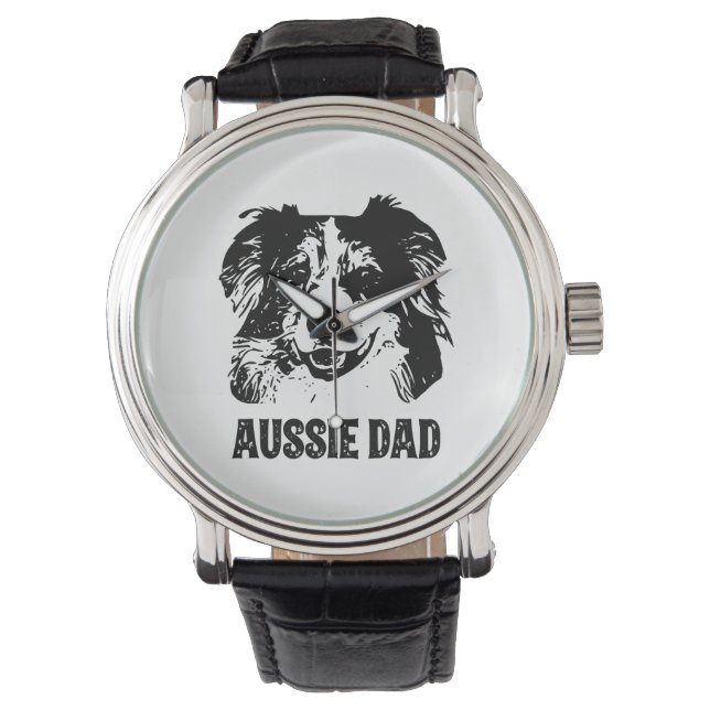 Relógio Pai Mens Aussie - Pai de Cachorro Australiano (Frente)