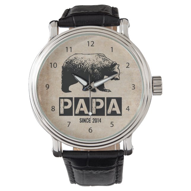 Relógio Pai Urso para o Papai 2014, Preto Grunge (Frente)