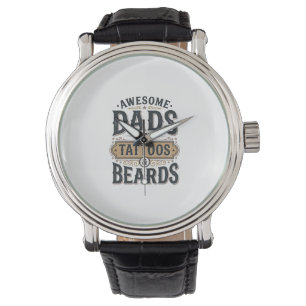 Relógio Pais Incríveis Têm Tatuagens e Barbas Camiseta Vin