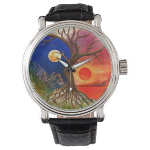 Relógio Paisagem Yin Yang Tree