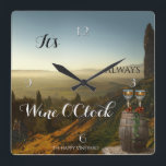 Relógio Paisagístico da Vinha do Vinho<br><div class="desc">É sempre um relógio de pintura de paisagem artística do O'Clock com dois copos de vinho com uvas no barril. Os números de relógio estão em um arquivo separado e podem ser excluídos se você não precisar deles. Bonita para um vendedor de vinho ou como presente personalizado... </div>