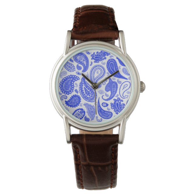 Relógio Paisley Blue Fashion Watch por Julie Everhart (Frente)