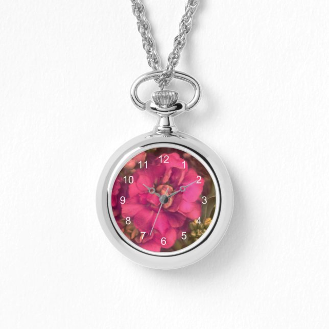 Relógio Paixão rosa quente floral (Frente)