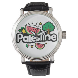 Relógio Palavra de Cuta Palestina cercada por melancia