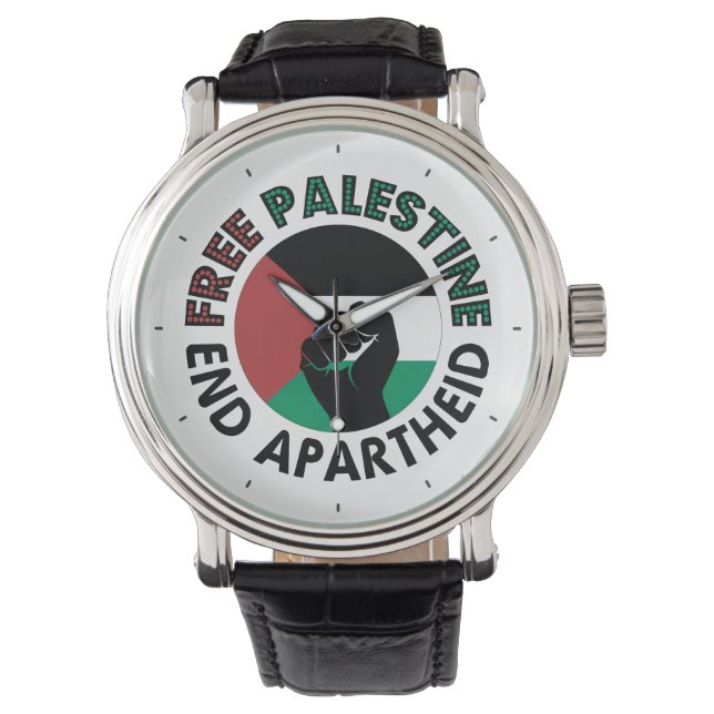 Relógio Palestina Livre Termina Apartheid Bandeira Palesti (Frente)
