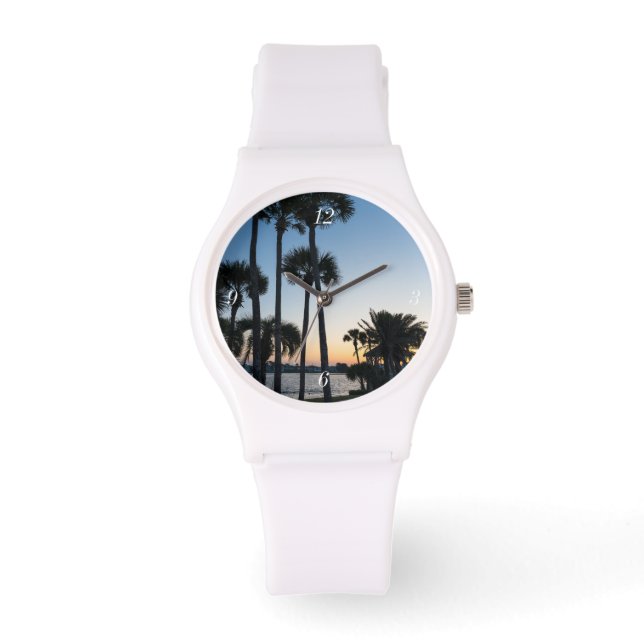Relógio Palm Trees Sunrise Destin Florida Sporty Watch (Frente)