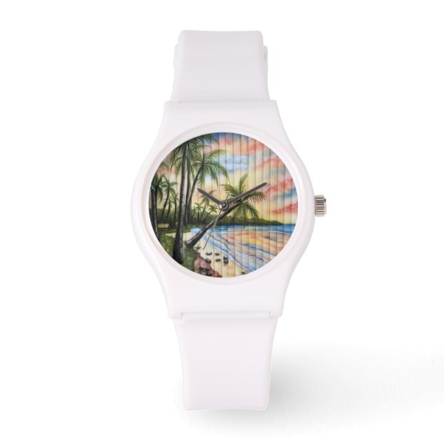 RELÓGIO PALMAS TROPICAIS BRANQUEIRAS (Frente)