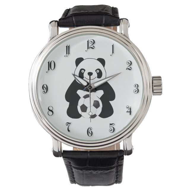 Relógio Panda com uma bola de futebol (Frente)