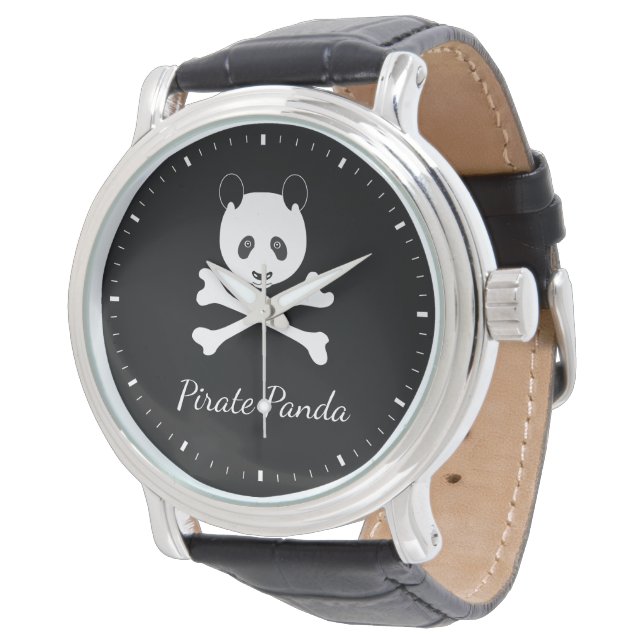 Relógio Panda Pirata Branca e Preta Personalizada (Angular)