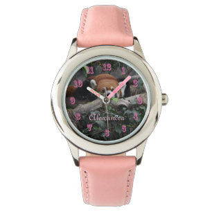 Relógio Panda Vermelha Atenuante no zoológico