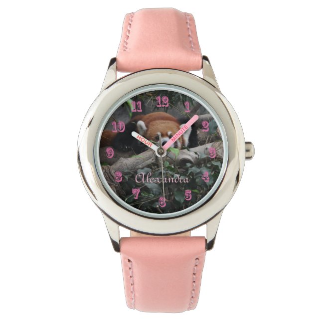 Relógio Panda Vermelha Atenuante no zoológico (Frente)