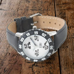 Relógio Pandas Cachorros Pretos e Brancos Personalizados<br><div class="desc">Design de relógio monocromático para pandas brancas e pretas,  brancas. Esta design é perfeita para meninos ou meninas. Você pode personalizar o nome facilmente com seu próprio nome,  ou apenas excluir se não estiver usando-o.</div>