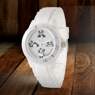 Relógio Pandas Cachorros Pretos e Brancos Personalizados