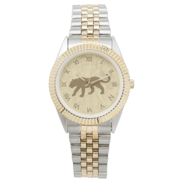 Relógio Panther Brown com Numerais Romanos (Frente)