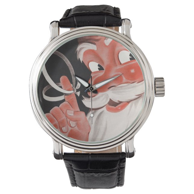 Relógio Papai Noel Antigo com Cordão de Lembrete no Dedo (Frente)