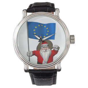 Relógio Papai Noel com a bandeira da União Europeia