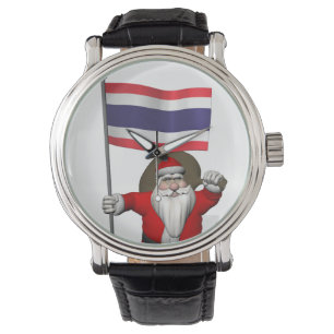 Relógio Papai Noel Com Bandeira Da Tailândia