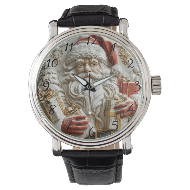 Relógio Papai Noel com presentes para um feliz Natal (Frente)
