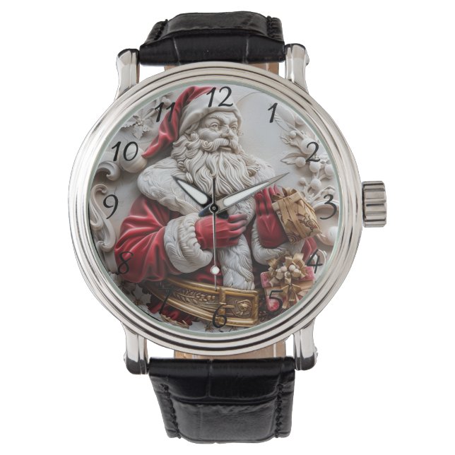 Relógio Papai Noel com presentes para um Natal alegre (Frente)
