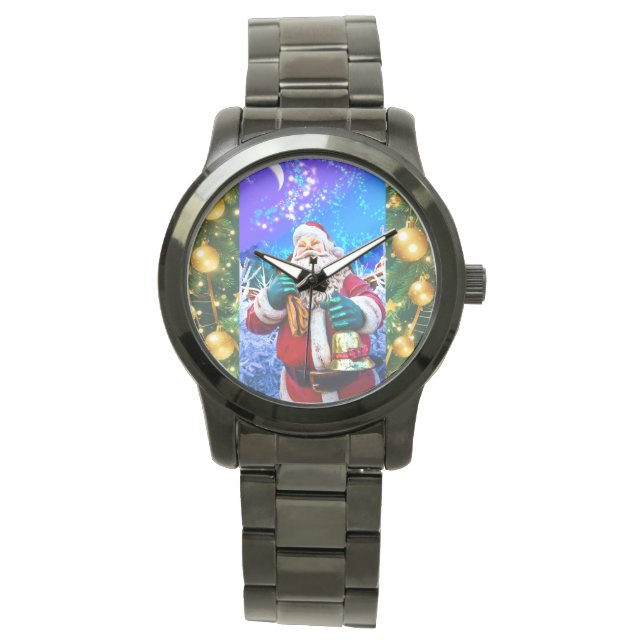 Relógio Papai Noel de Natal Vermelho no eWatch de inverno (Frente)