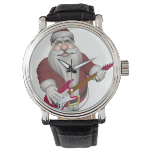 Relógio Papai Noel tocando violão elétrico