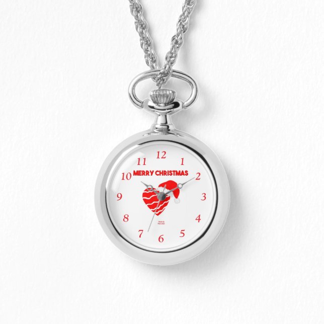 Relógio Papais noeis de Natal Heart Silver Necklace Watch (Frente)