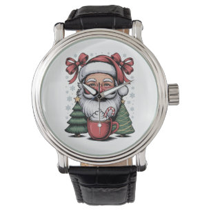 Relógio Papais noeis de Natal Red Coquette Família Natal F