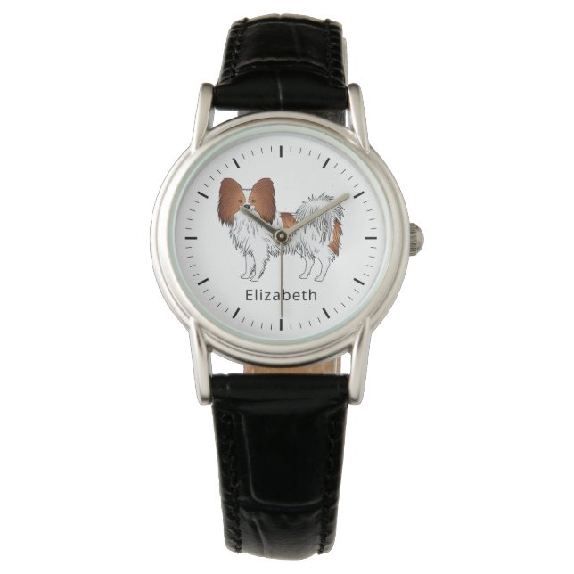 Relógio Papillon Vermelho e Branco Fofinho com Nome Person (Frente)