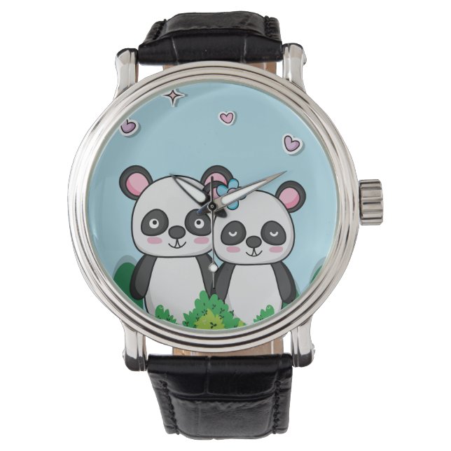 Relógio Par de Pandas (Frente)