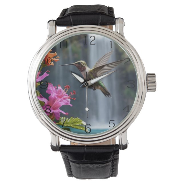 Relógio Parque de Cascata de Hummingbird, Mens Watch (Frente)