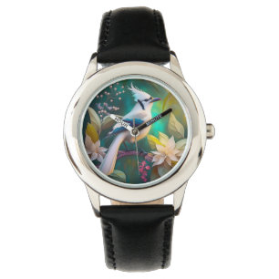 Relógio Pássaro Branca de Teal Wing Jay Fantasy