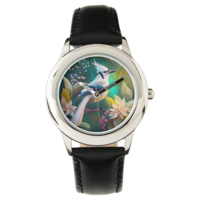 Relógio Pássaro Branca de Teal Wing Jay Fantasy (Frente)
